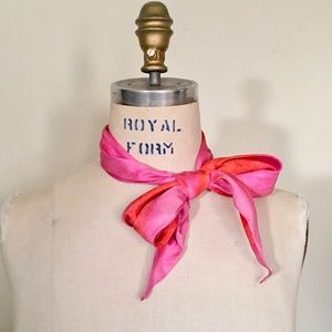 Andrew Wilkie Pure Silk Scarf / Ascot / Bowtie - Pink & Orange / Oblong